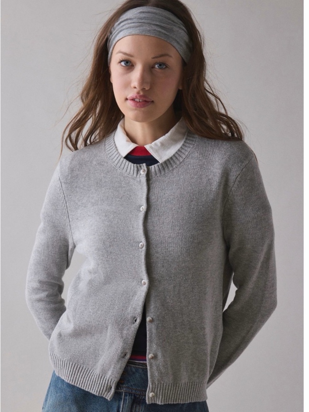 Kimchi Blue Rachel Cotton-Blend Cardigan - Grey (S)